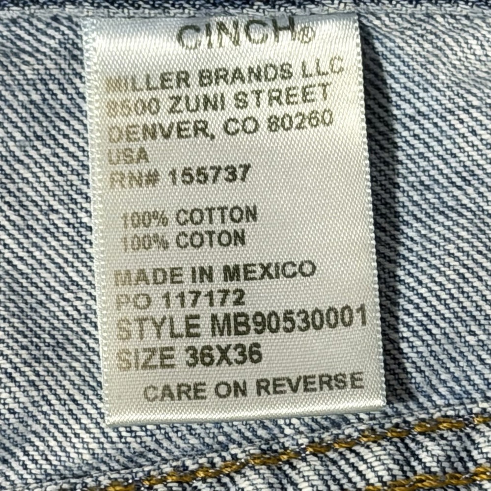 Cinch Men's Relaxed Fit Green Label Jeans Medium Stonewash Size 36 x 36 - Picture 5 of 13